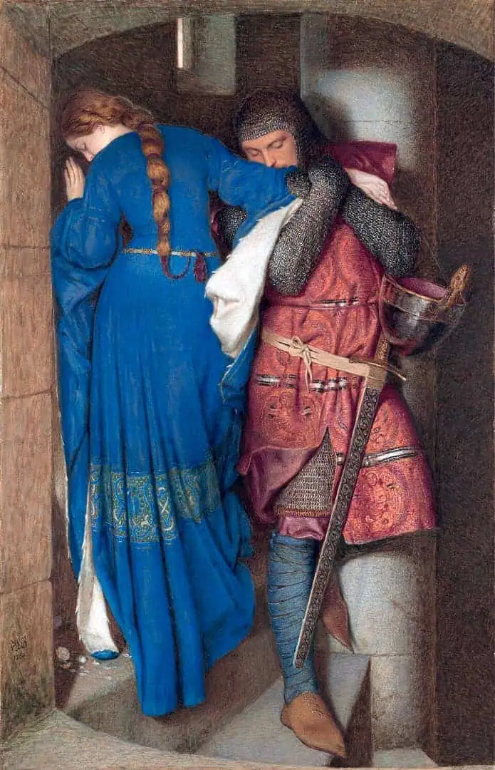 the-meeting-on-the-turret-stairs-painting-by-frederic-william-burton